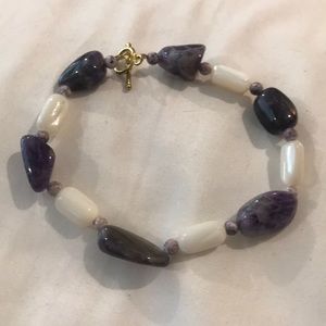 Genuine amethyst and mother of pearl bracelet
